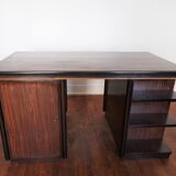 Bureau Art Déco double face en ébène de macassar et bois noirci