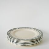 Set of 6 flat plates in Terre de Fer Salins, "Guirlandes" model