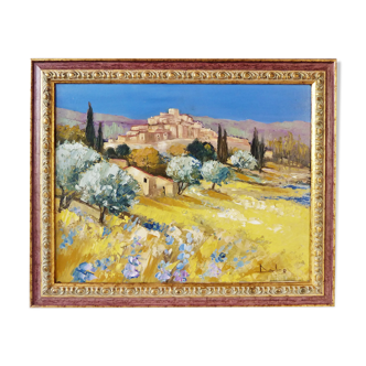 Ancient painting, oil painting, country landscape