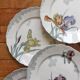 6 large flat plates in polychrome iron earth model "Iris" Choisy-le-Roi