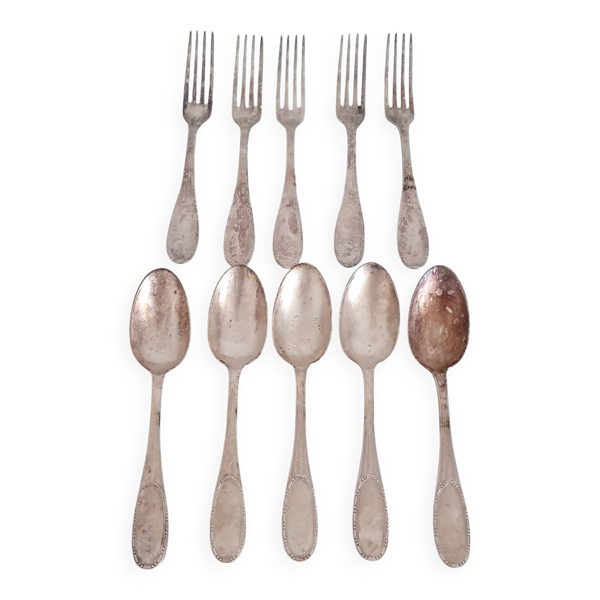 Ensemble de 10 pièces ( 5 personnes) - Orfèvrerie Ercuis