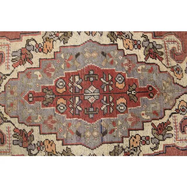 Vintage Turkish Oushak Handmade Wool Cotton Red Area Rug 132x224