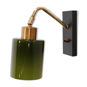 Green glass and brass wall lamp by Fog and Morup