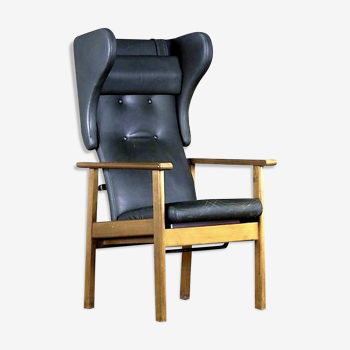 Armchair in black leather, 1970