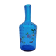 Vintage twisted blue glass carafe with enamel decoration.