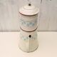 Cafetière émaillée blanche fleurs vintage