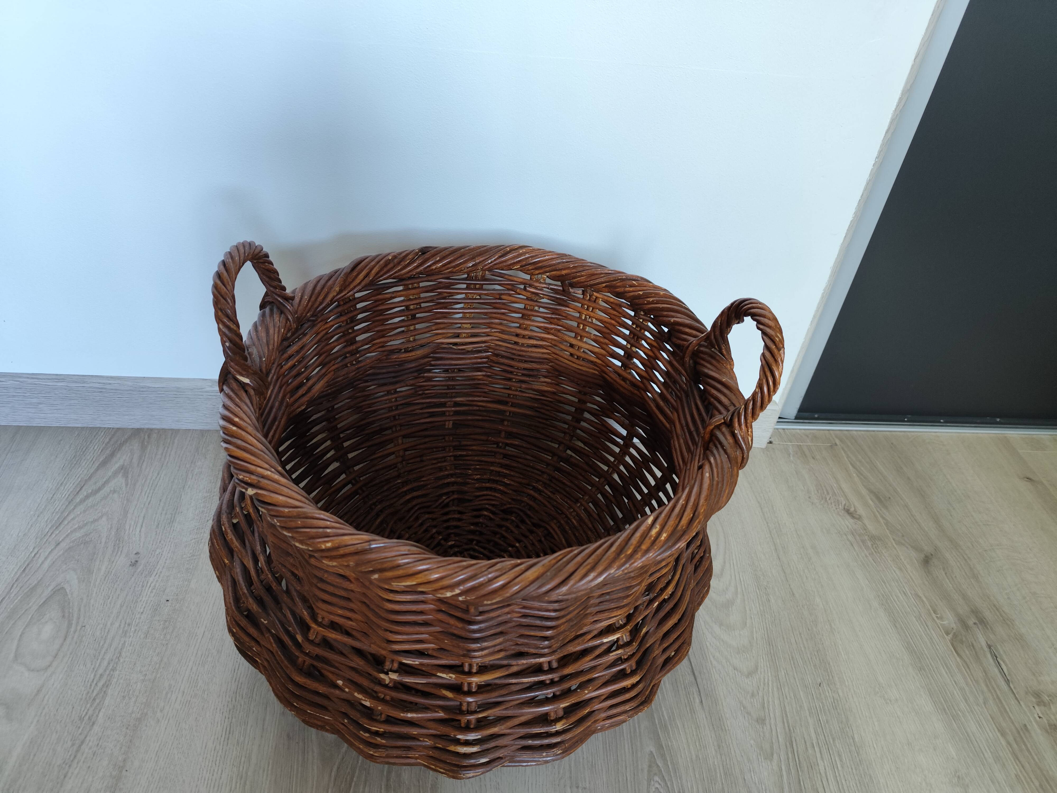 Vintage rattan planter basket
