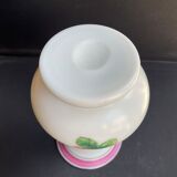 Vase Napoleon III in white opaline with floral decoration with gilding