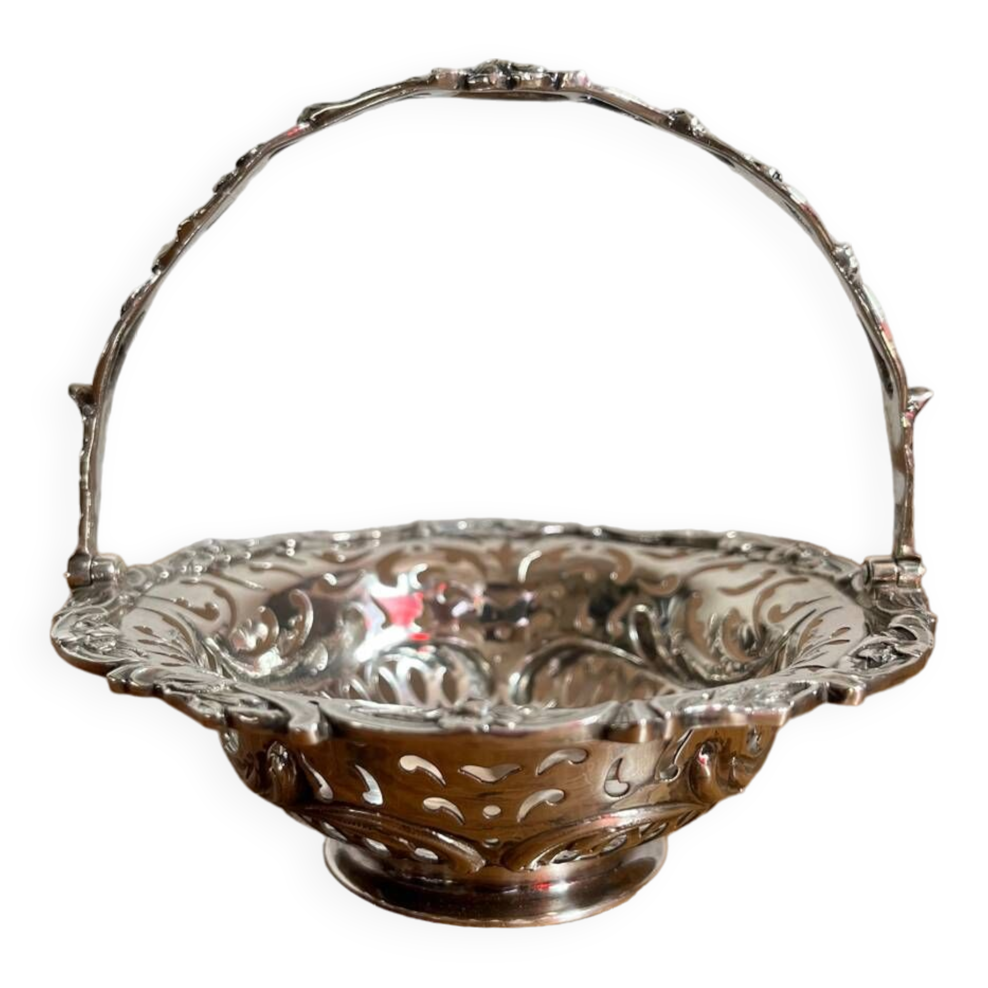 Basket with Mobile Handle In 925 Silver Hallmarked London 1898