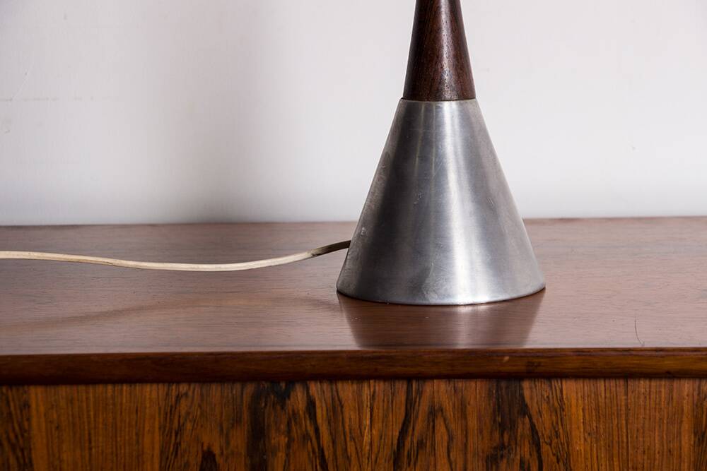 Lampe à poser Suédoise en Aluminium, Palissandre et Bakélite par Bergboms 1960.