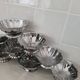 10 stainless steel dessert / ice cream bowls in Guy Degrenne style, flower shape.