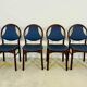 24 chaises Baumann vintage en bois et  skaï bleu