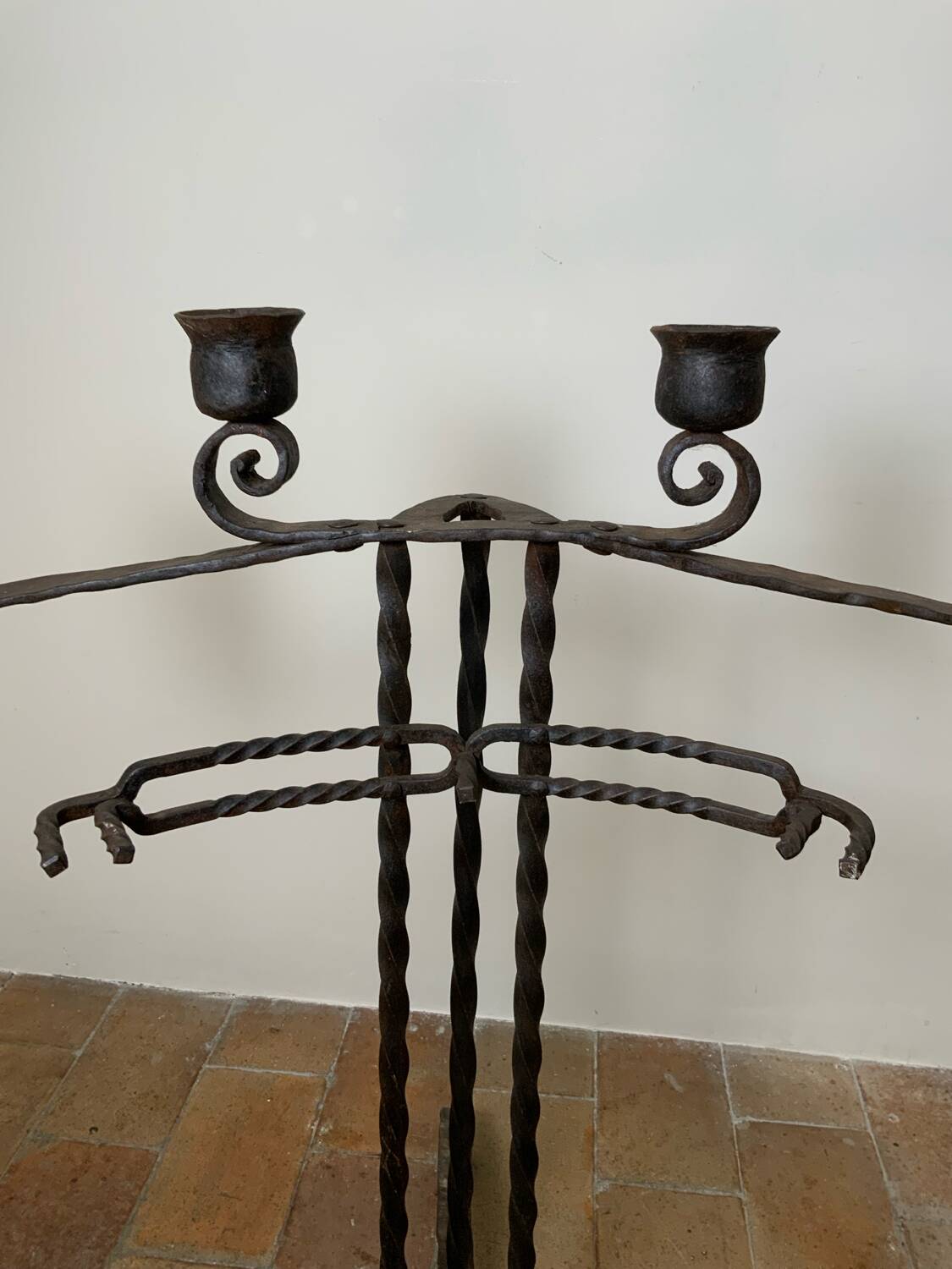 Large Brutalist Wrought Iron Candlestick