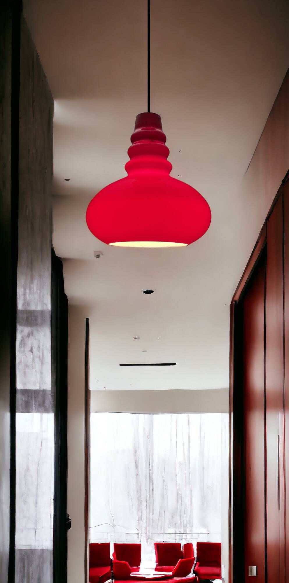 Peill & Putzler red opaline pendant lamp, 1960s and 1970s
