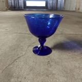 Glass cup of Biot, cobalt blue