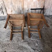 Pair of vintage luterma light wood bistro chairs