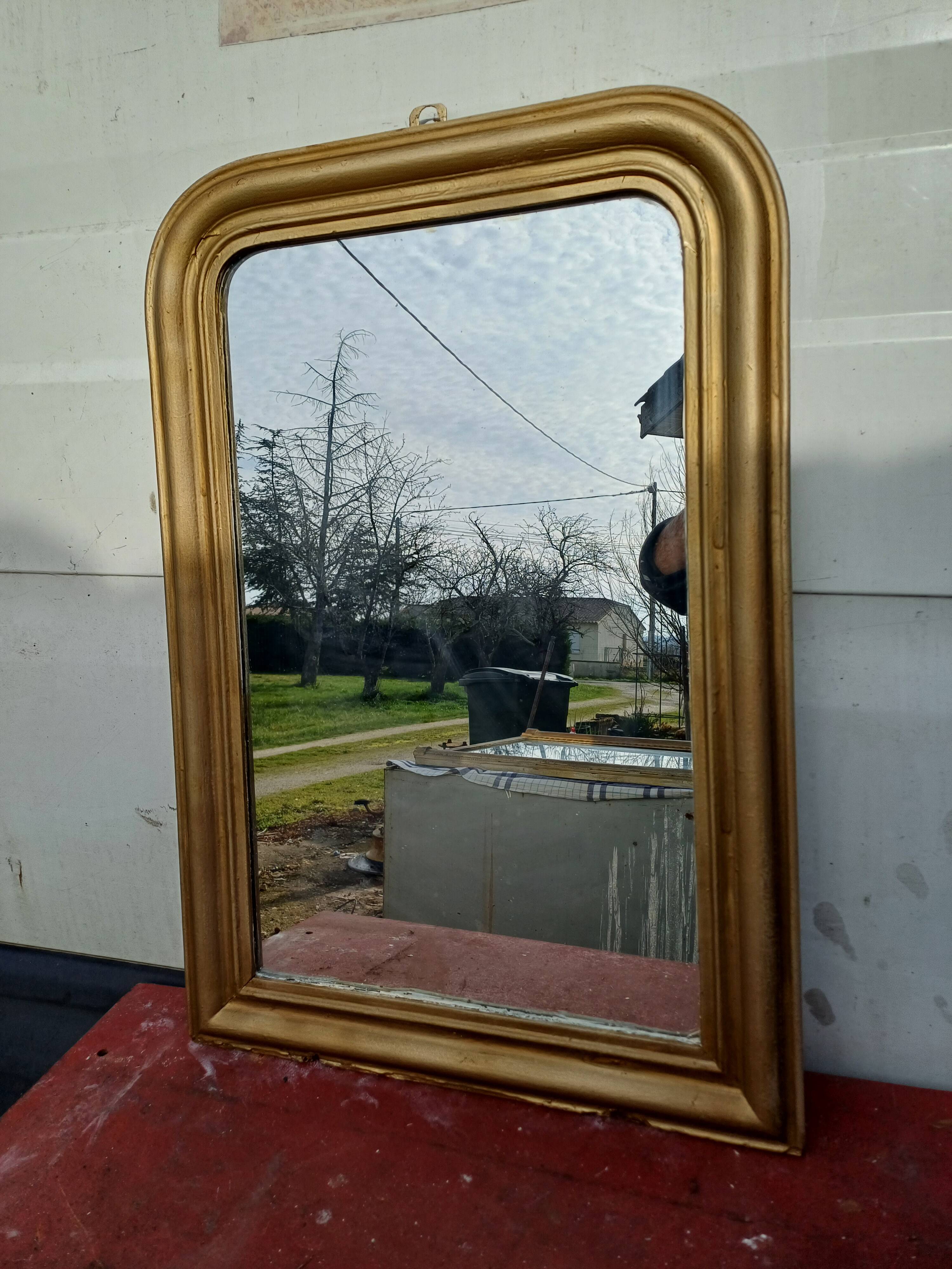 Napoleon III Mirror 19th Century Wood and Gilded Stucco
