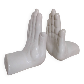 Pair of ceramic hand bookends 1970