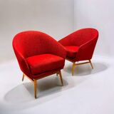 Pair of vintage red armchairs