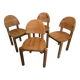 Set of 4 solid pine chairs by Rainer Daumiller, Germany 1960