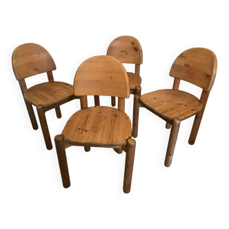 Set of 4 solid pine chairs by Rainer Daumiller, Germany 1960