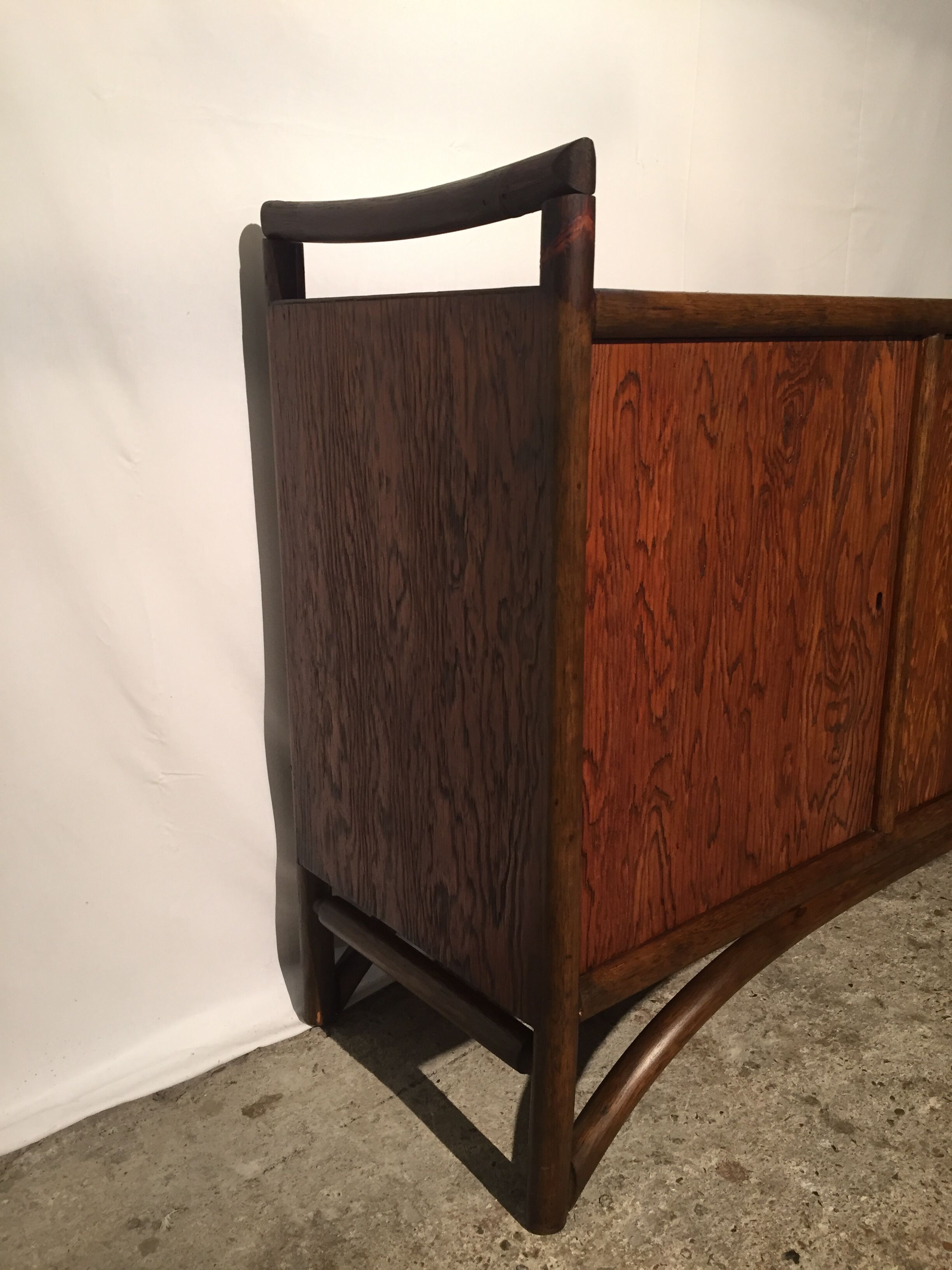 Brushed oak and bamboo sideboard 1970
