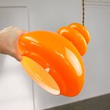 Mid-Century Italian Orange Glass & Brass Pendant Lamp, 60s