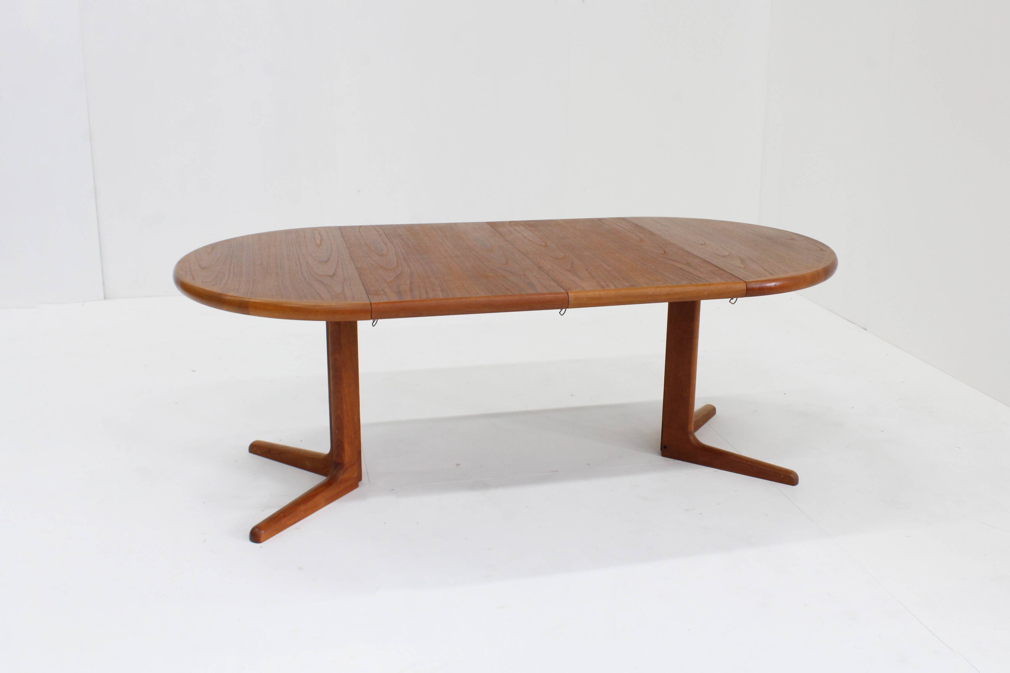 Vintage Danish round extendable dining table teak 1960s