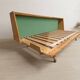 Mid-century wooden folding sofa bed frame, extendable daybed, Czechoslovakia, 190 × 151 × 77 cm