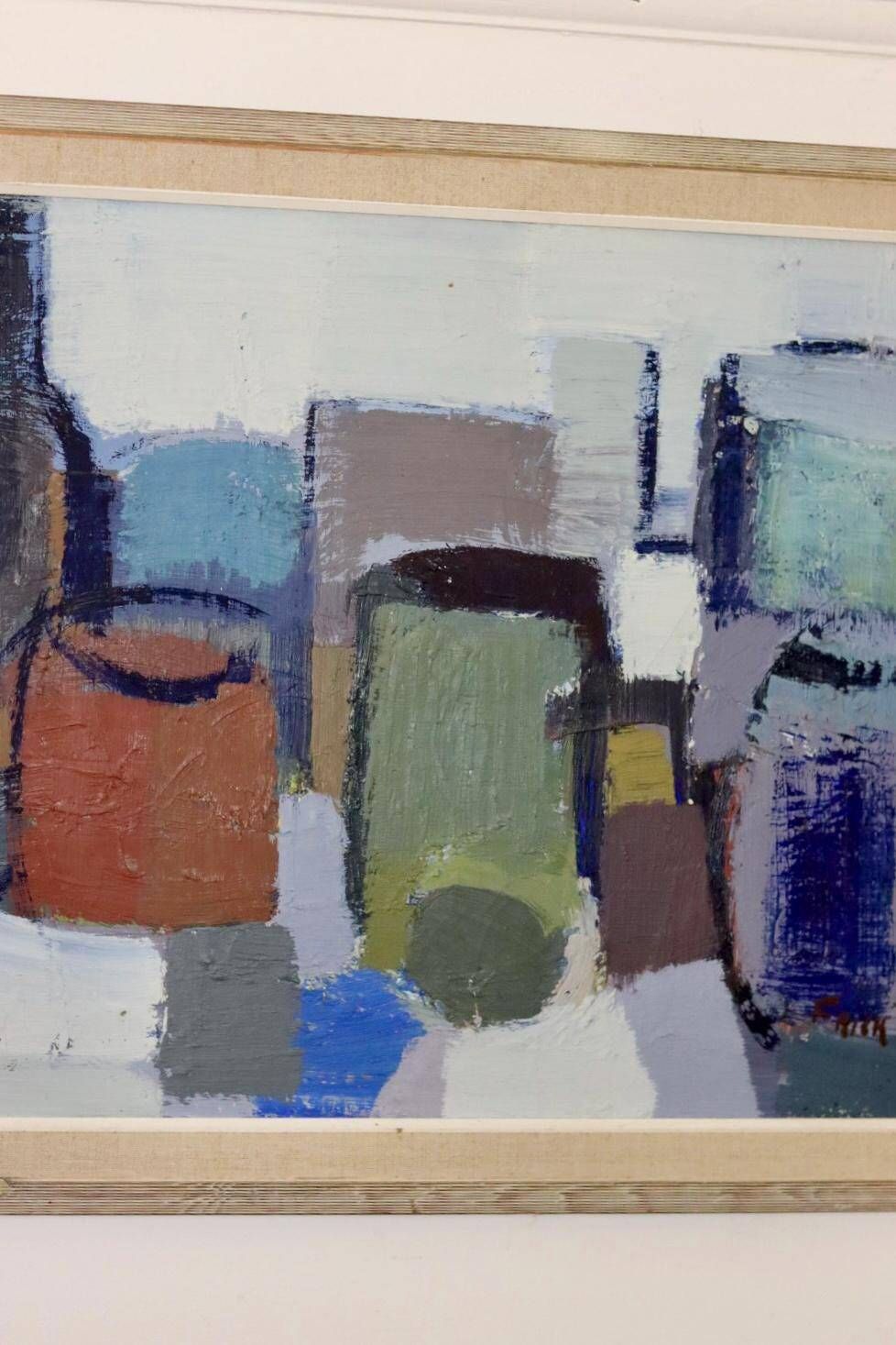 Mid-century original swedish oil on canvas "still life" by gösta falck
