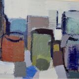 Mid-century original swedish oil on canvas "still life" by gösta falck