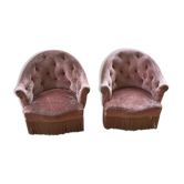 Fauteuils crapaud rose captionnés