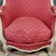 Very large curved Louis XV style bergere chair in lacquered wood