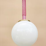Suspension globe and candle of antique chandelier in opaline