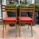 Chaises pieds compas skaï 1960
