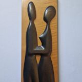 Midcentury Wall Wood Sculpture Lovers, 1970s