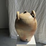 Very large beige jar with 2 handles H49