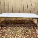 Table basse 1970 laiton et marbre de carrare