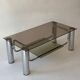 Chrome-plated metal and smoked glass coffee table, 1970