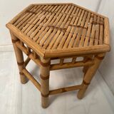 Rattan trundle table hexagonal top 70s