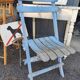 Vintage blue garden chair, wooden and folding