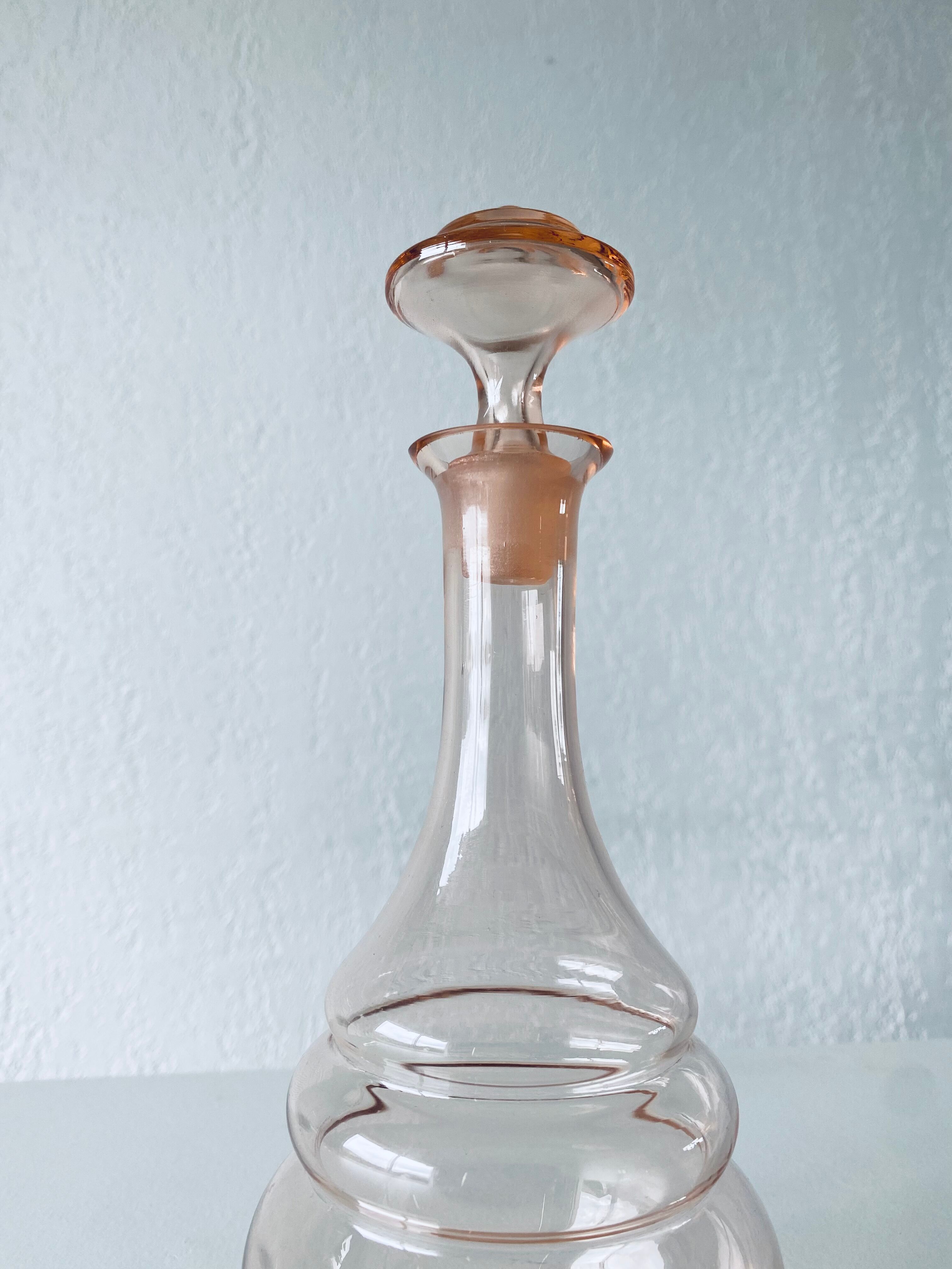Pink glass decanter