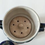 Midnight blue and flamed beige enameled ceramic filter coffee maker