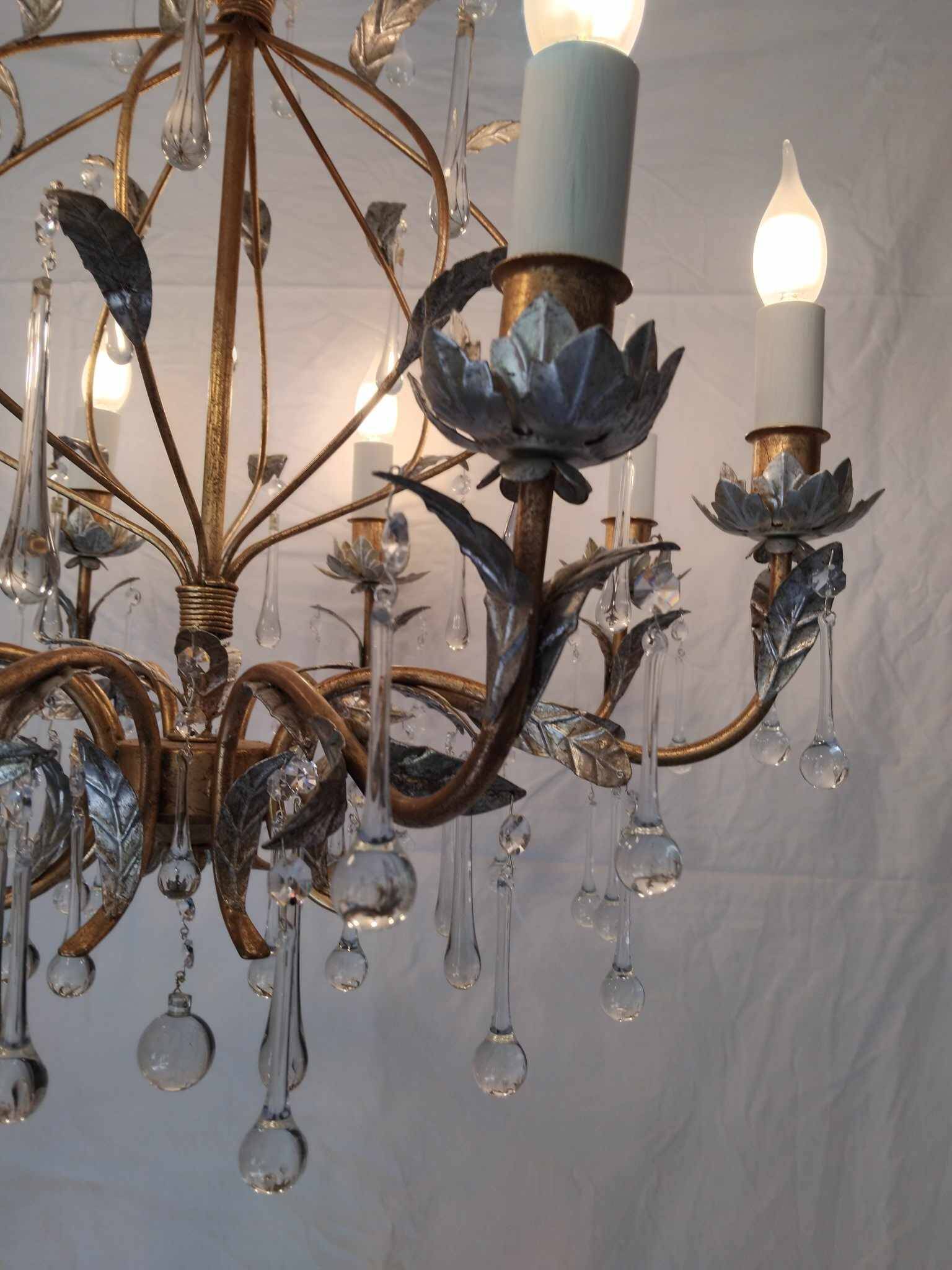 Holywood Regency 70's 8-light chandelier