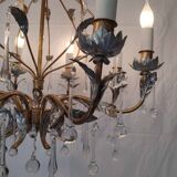 Holywood Regency 70's 8-light chandelier