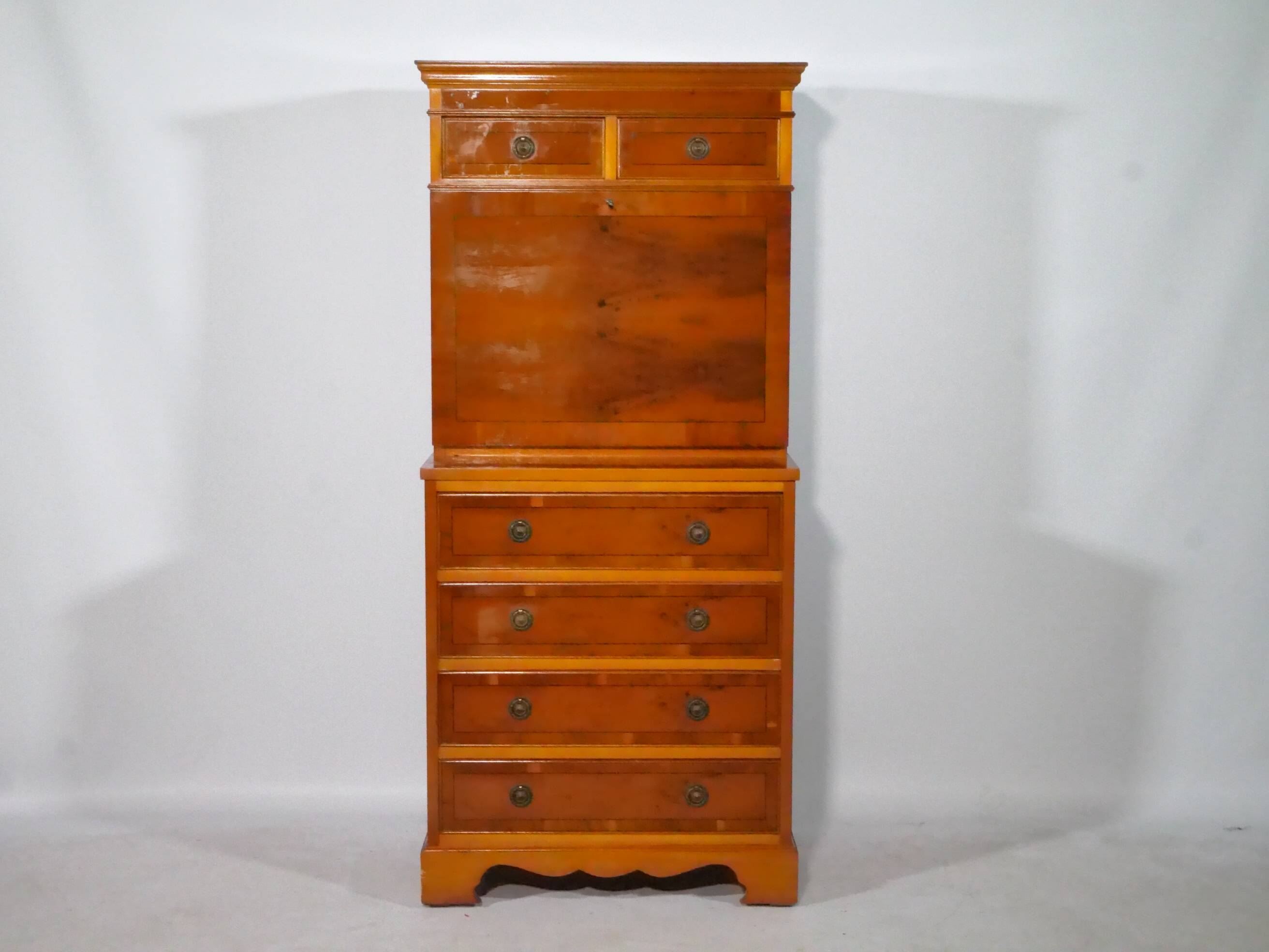 Antique Secretary Walnut Vintage Chest of Drawers