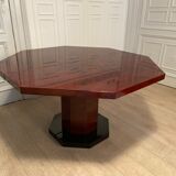 Red lacquered dining table and gold dust, 1970s