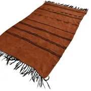 5x8 Terracotta & Black Vintage Kilim Rug, Handwoven Bohemian Bedroom Carpet