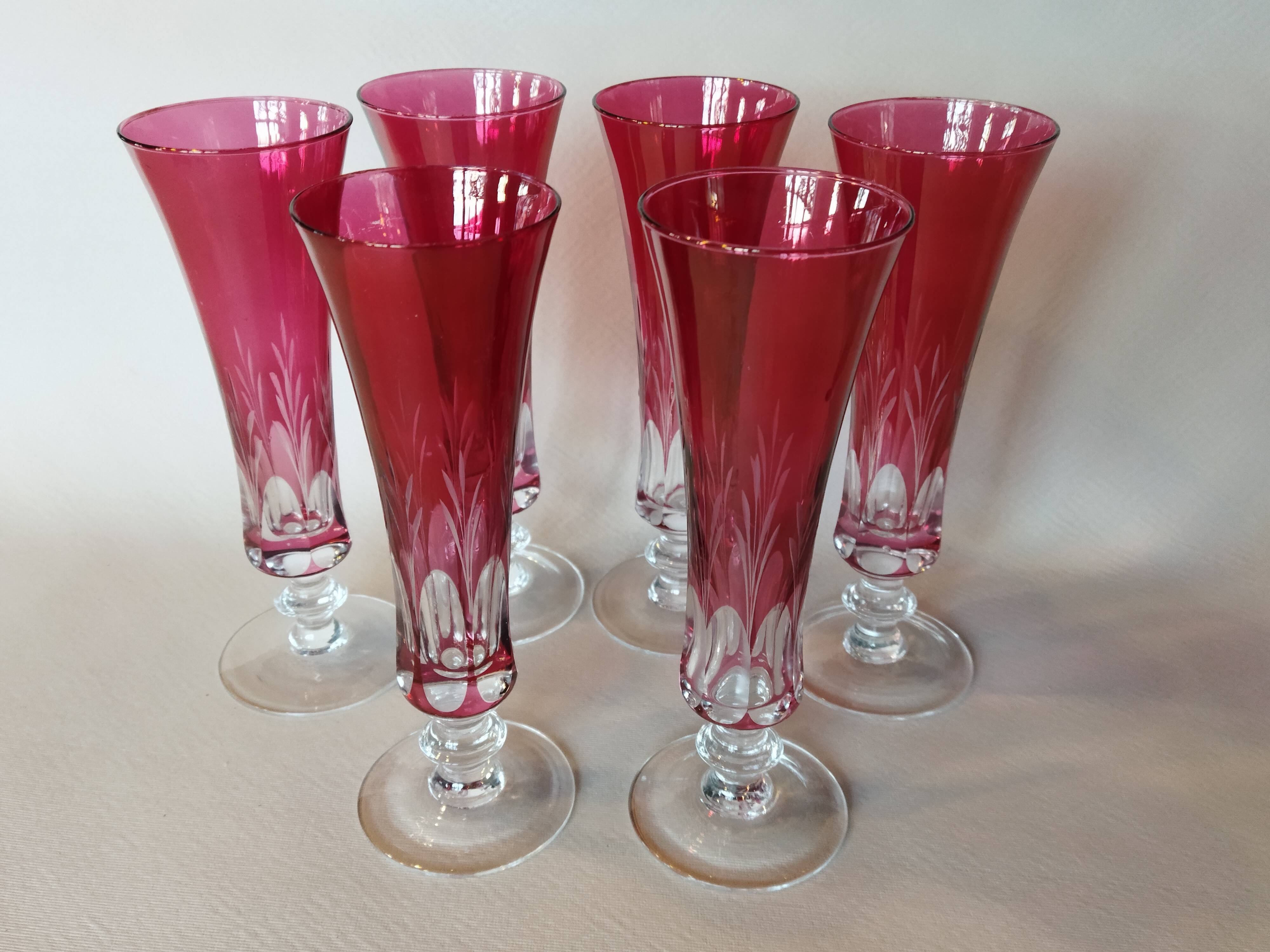 6 vintage champagne flutes