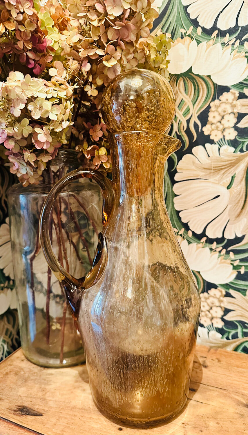 Vintage 1960s bubble glass carafe
